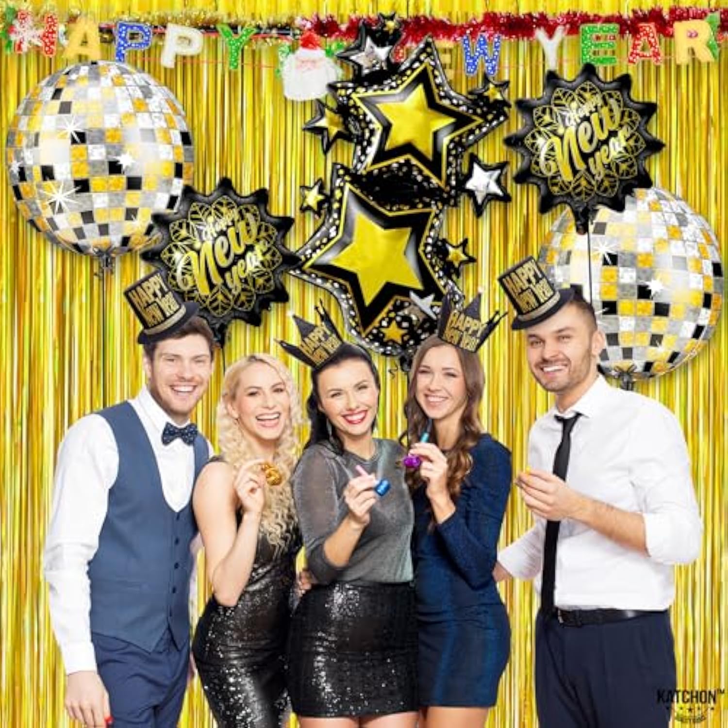 5 Giant Happy New Year 2026 Balloons Party Decorations Kit