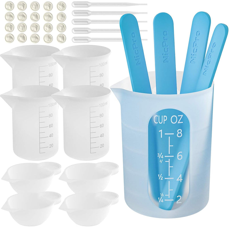 Silicone Resin Measuring Cups Tool Kit- 250 & 100 Ml Measure Cups, Sil