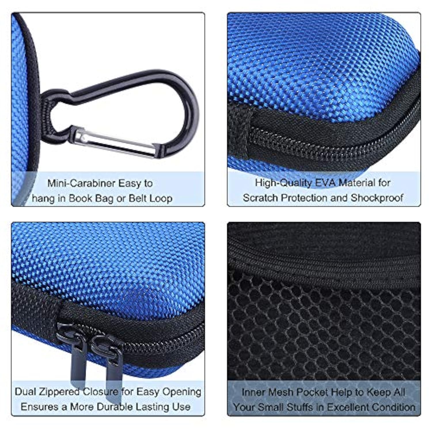 Hard Drive Hard Case, 2Pack Rectangle Shaped Portable Protection Eva Shockproof Earbuds Earphone Headset Headphone Carrying Cases With Zipper And Carabiner Wired/Bluetooth Headset Change Purse