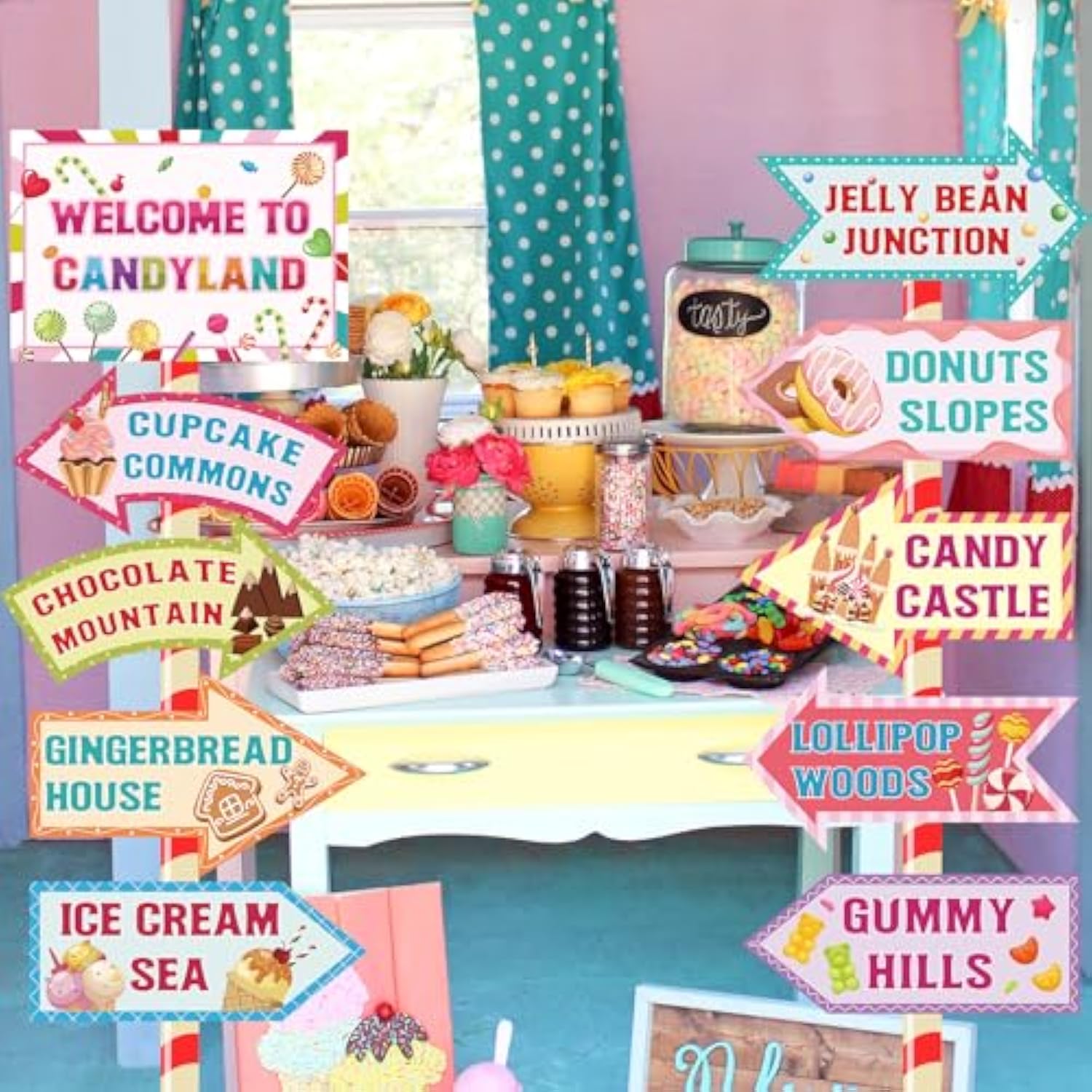 20 Pieces Candyland Decorations Welcome To Candyland Signs Candy Party Decorations For Kids Girls Candy Land Themed Birthday Party Halloween Christmas Trunk Or Treat Car Decorations