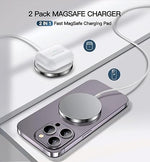 2-Pack 15W Magnetic Wireless Charger with 5ft Cable for iPhone and AirPods