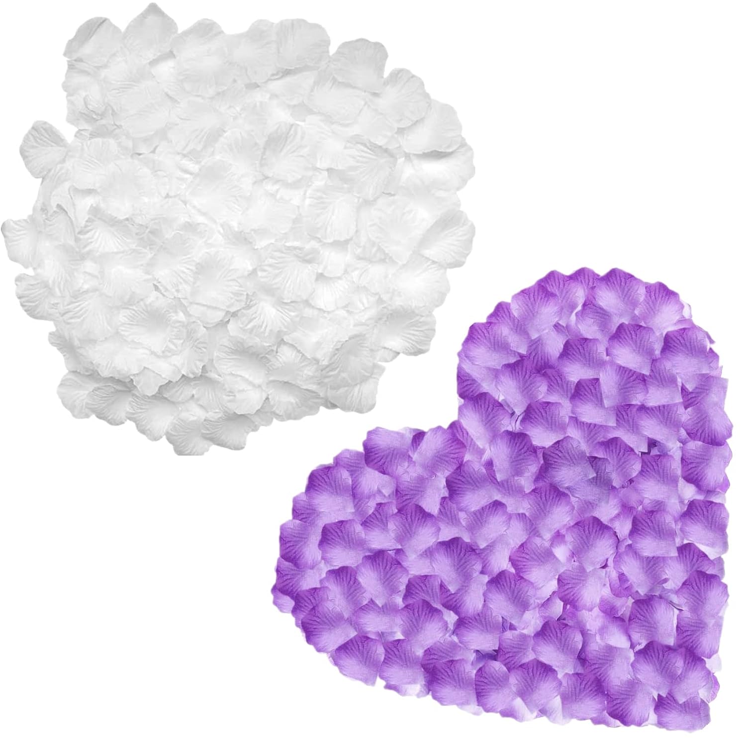 Rose Petals, Fake Flower Petal White & Purple 2000 Pcs For Valentines Decorations Suitable Weddings Valentine'S Day Anniversaries Birthdays Parties Table Special Night Romantic Decor