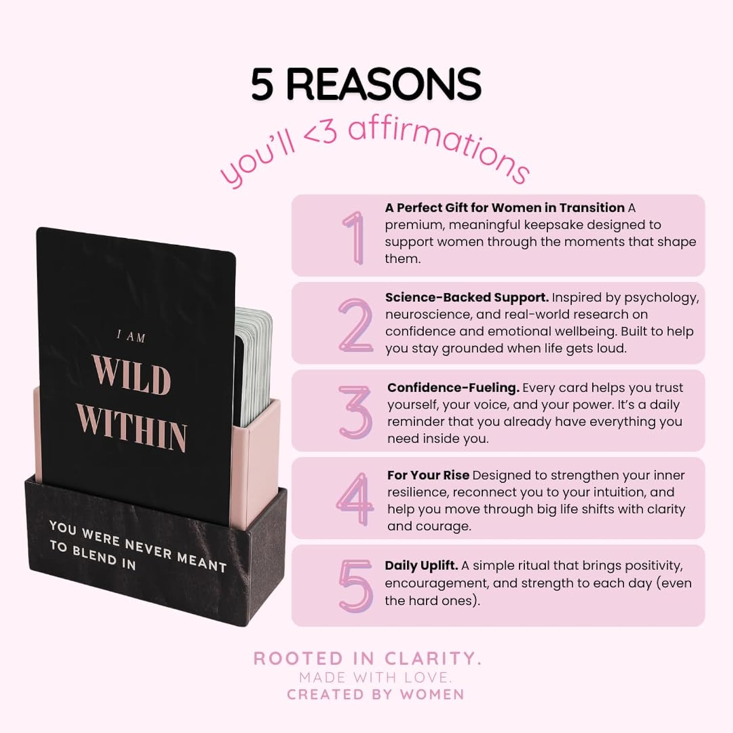 Wild Within Affirmation Cards For Women — 55 Empowering Daily Affirmations For Confidence, Self-Trust & Emotional Strength — Bold, Premium Card Deck For Life Transitions, Burnout & Growth