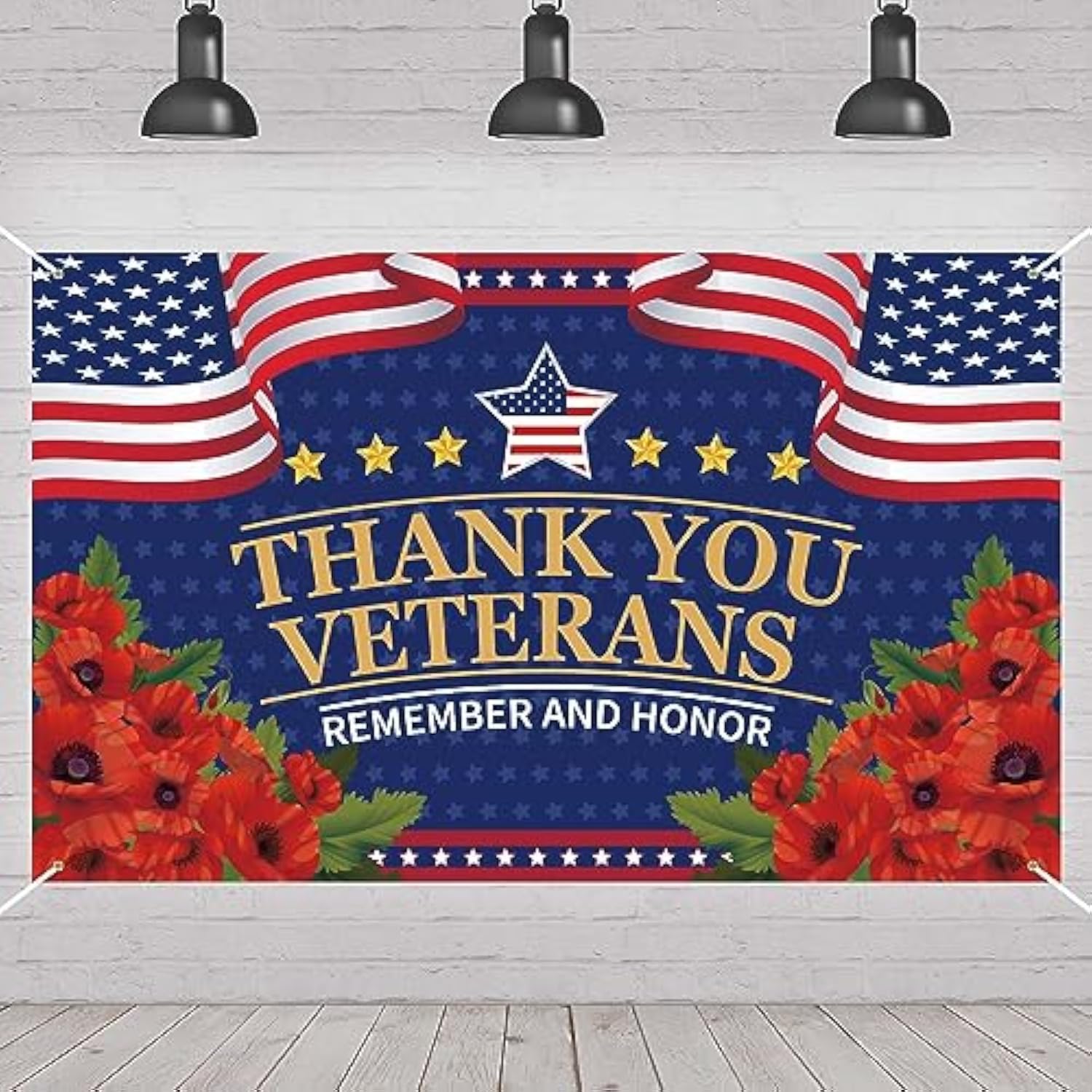 Veterans Day Decorations Photography Red Poppies Thank You Veterans Day Banner 4Th Of July Patriotic Fourth Of July Backdrop Remember And Honor Decorations And Supplies For Party