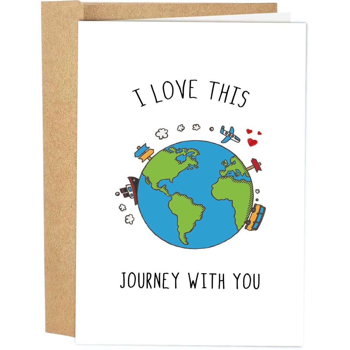 Romantic Globe Birthday Card For Boyfriend Girlfriend, Travel Themed Anniversary Card For Him Her, I Love This Journey With You