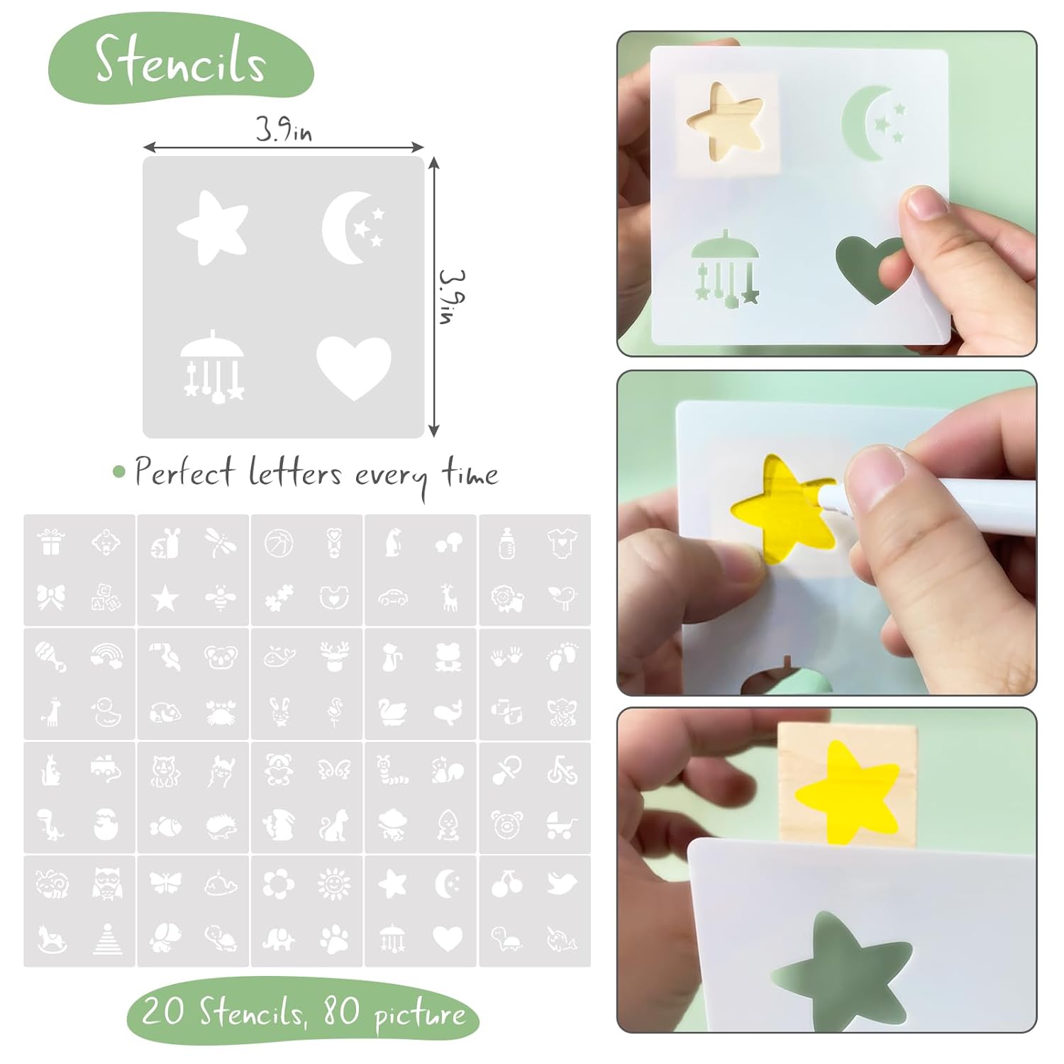 97 Pcs Baby Shower Game Sign Set Includes Decorative Square Signs 56 Diy Blank Wooden Blocks 20 Paint Markers (Kraft)