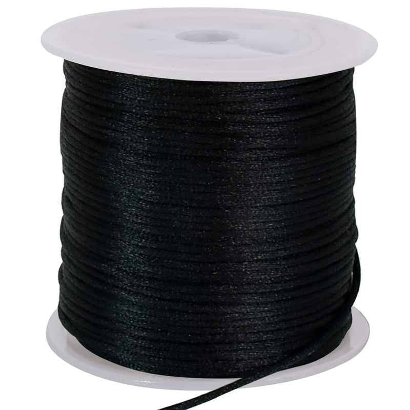 1.5Mm X 50 Yards Black Nylon Cord Satin String For Bracelet Jewelry Making Rat