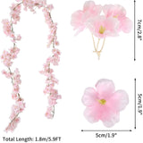 3Pcs 5.91 Ft Artificial Cherry Blossoms Garland Pink Fake Vines Hanging Silk Cherry Blossom Sakura Vine For Outdoor Wedding Party Home Decor