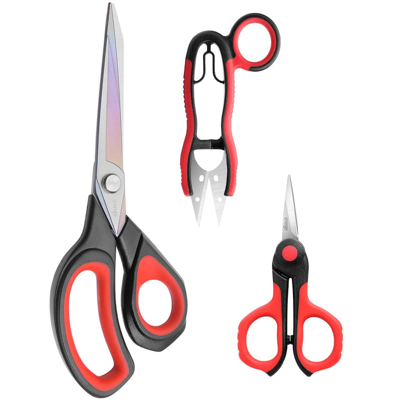 Professional Sewing Scissors Set: 8.5” Heavy Duty Sharp Titanium Coate