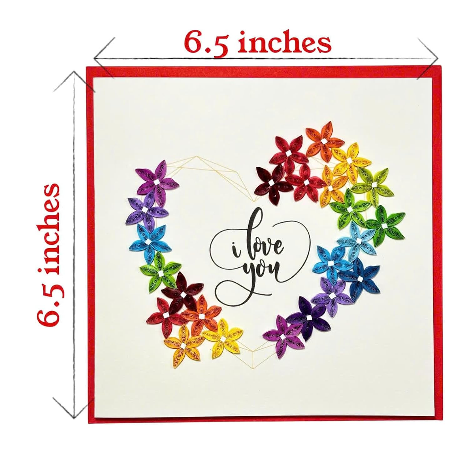 Handcrafted 3D Quilling Floral Heart I Love You Greeting Card For Love, Valentine'S Day, Mother'S Day, Father'S Day Or Anniversaries, Blank Inside, Ready To Gift, Includes Envelope