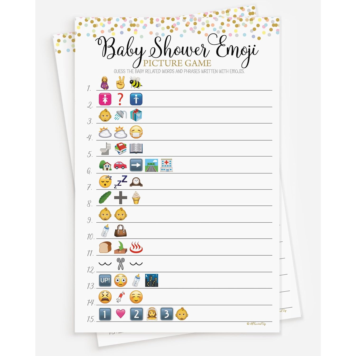 50 Baby Shower Emoji Pictionary Picture Game - Baby Shower Game - Gender Neutral (50-Sheets)