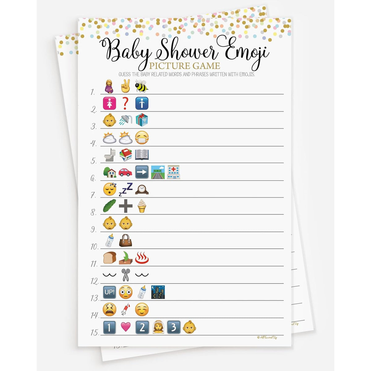 50 Baby Shower Emoji Pictionary Picture Game - Baby Shower Game - Gender Neutral (50-Sheets)