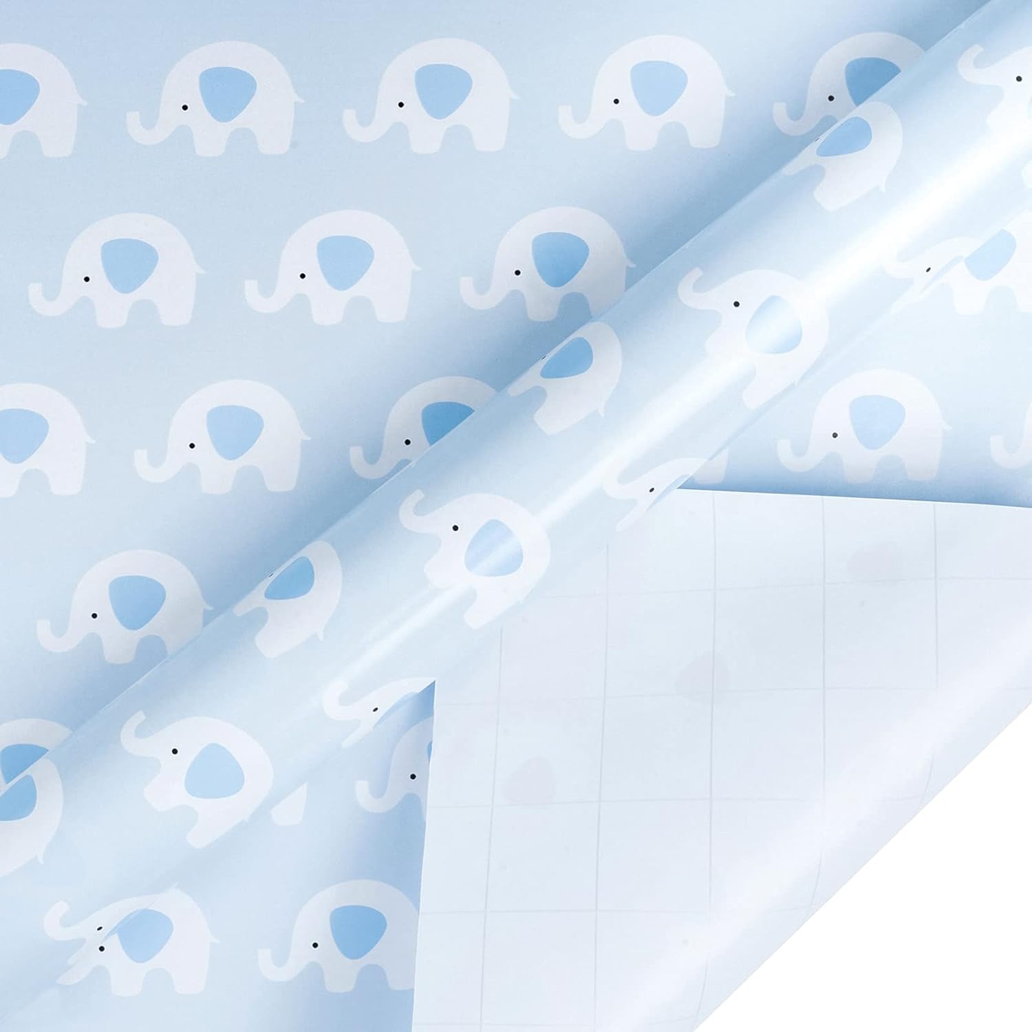 30 Inch Baby Shower Wrapping Paper Roll - Cute Baby Blue Elephant Design For Baby Shower, Birthday, Holiday, Party - 30 Inch X 33 Feet