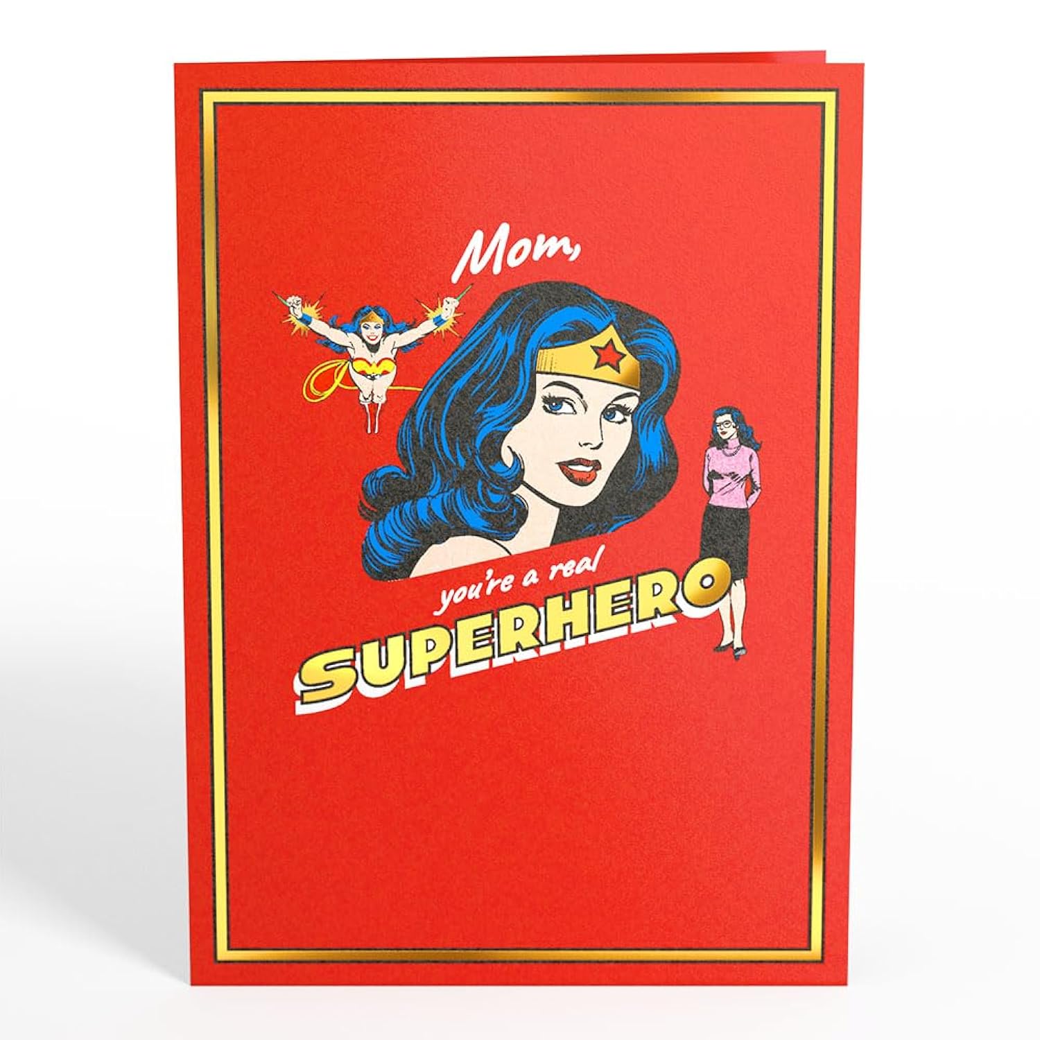 Mother'S Day Pop-Up Card For Her - 3D Wonder Woman Greeting Cards For Mom, Wife, Women - 5" X 7 Super Hero Card - Blank Notecard & Envelope Included
