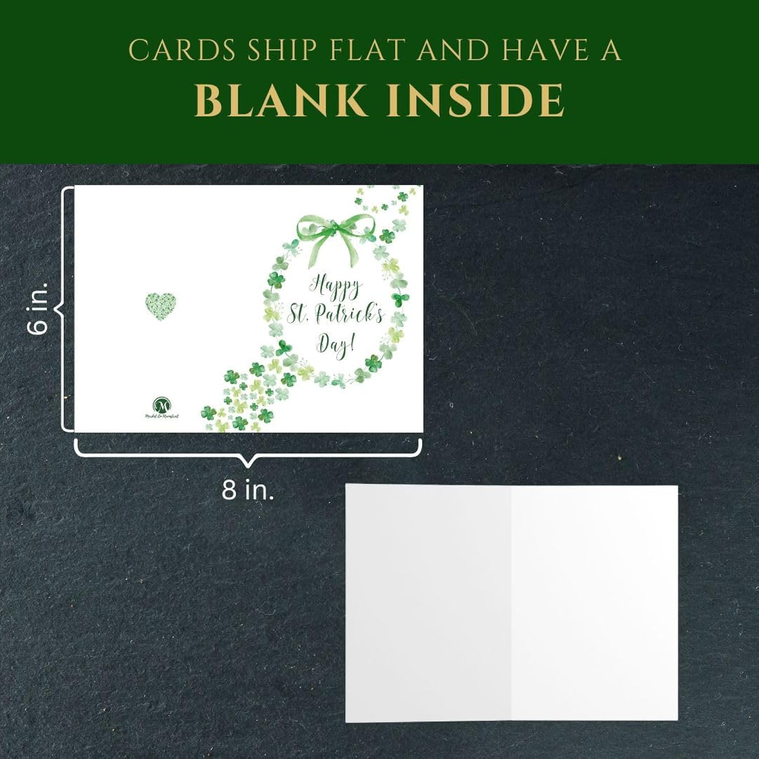 St. Patrick’S Day Greeting Card With Watercolor Shamrock Wreath – Premium Cards With Envelopes – Made In Usa By Family-Owned Business (25 Count) (Clover Wreath)