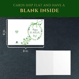 St. Patrick’S Day Greeting Card With Watercolor Shamrock Wreath – Premium Cards With Envelopes – Made In Usa By Family-Owned Business (25 Count) (Clover Wreath)