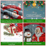Merry Christmas Door Cover Banner Gray Santa Snowman for Party and Photo Booth
