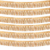 6 Pack 10 Feet Champagne Gold Foil Fringe Garland Metallic Tinsel Streamers Banner Wall Hanging Backdrop Banner For Parade Floats, Thanksgiving, Christmas, Birthday, Halloween Party Decorations