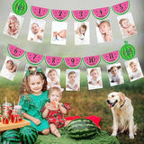 Watermelon Photo Banner 1-12 Month 1St Birthday Monthly Banner Baby Girl Photo Display Milestone Photograph Bunting Garland One In A Melon Summer Fruit Themed Party Supplies Decorations