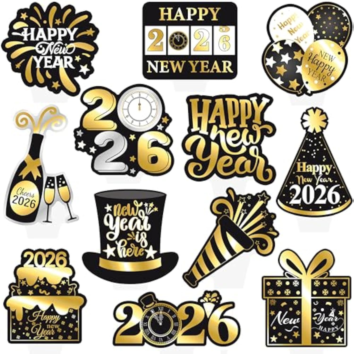 48 Pcs 2026 New Year Cupcake Toppers Party Picks