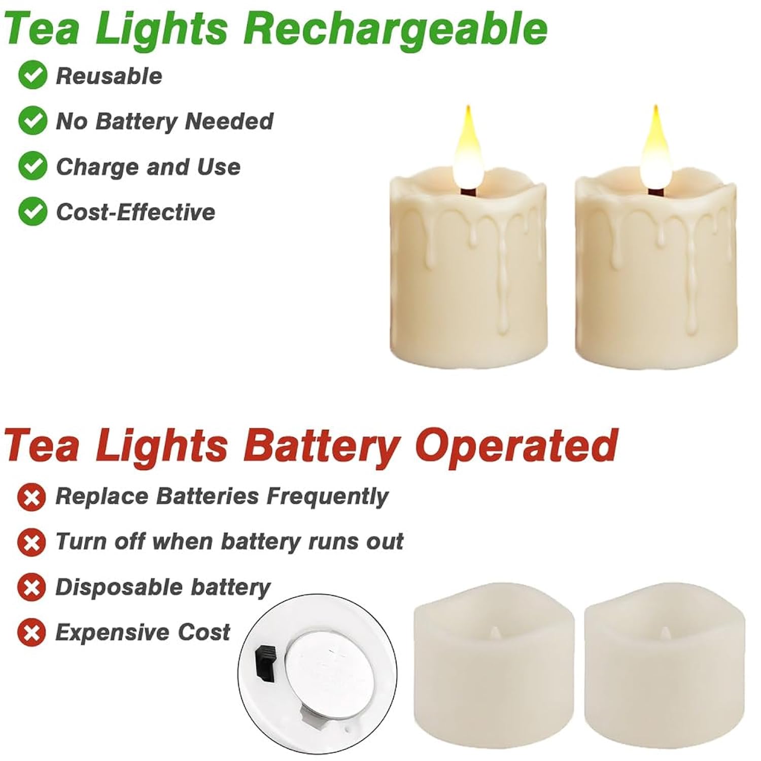 Rechargeable Tea Lights Flickering Timer Flameless Candles with Remote, 6pcs LED Tealight Votive Candles for Halloween Xmas Party Home Decor Wedding Table Centerpieces