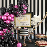 Hot Pink And Black Balloon Arch Kit, 5 10 18 Inch Birthday Party Balloons, Metallic Magenta Black Garland Kit With 2 Black Explosion Star Balloons, Diy Balloon Arch For Birthday Party Decoration