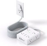 15FT Surge Protector Power Strip with 8 Outlets 4 USB Ports 2 USB C Flat Plug Extension Cord