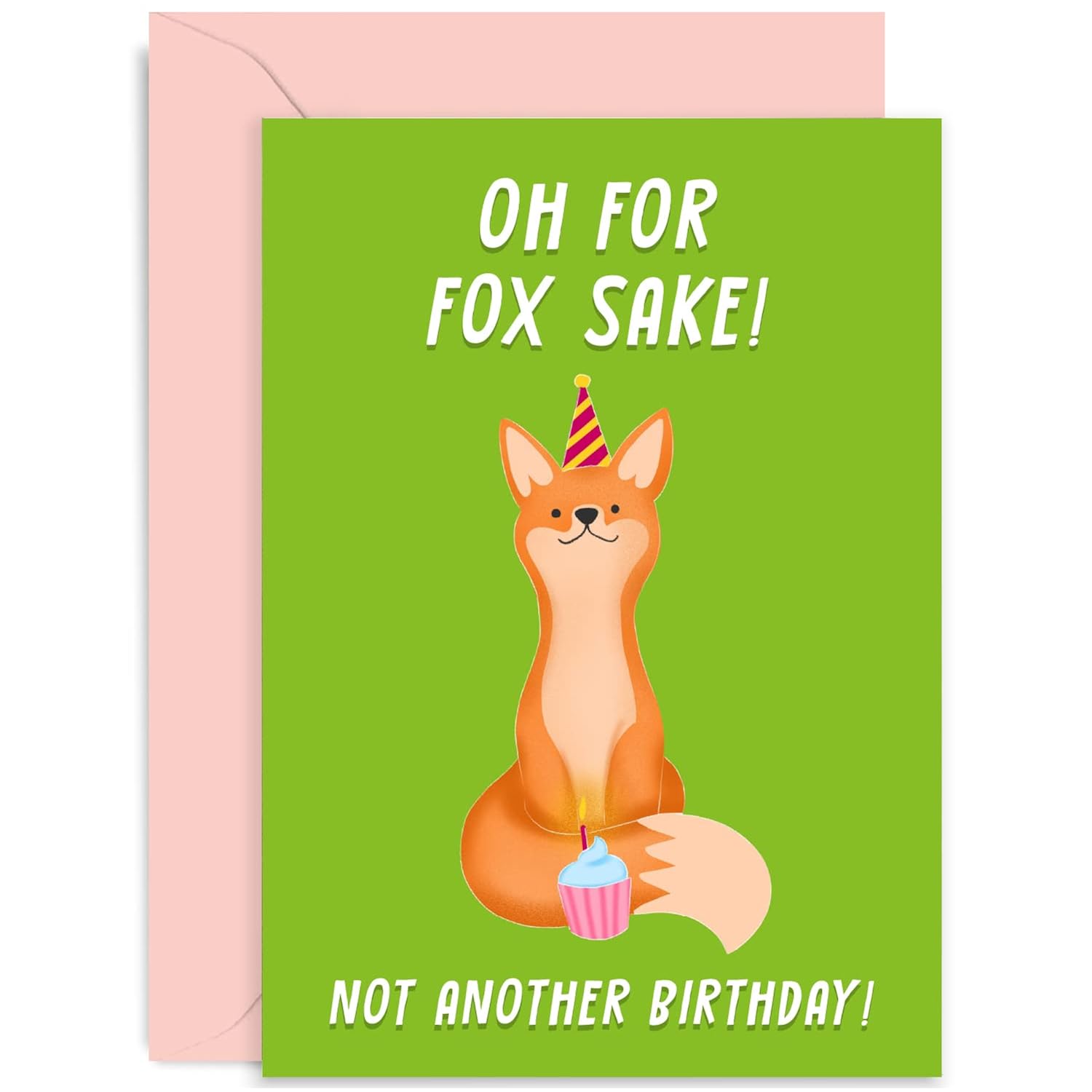 Old English Co. For Fox Sake Funny Birthday Card For Him Or Her - Cute Fox Card Design - Joke Birthday Card For Friend | Blank Inside With Envelope