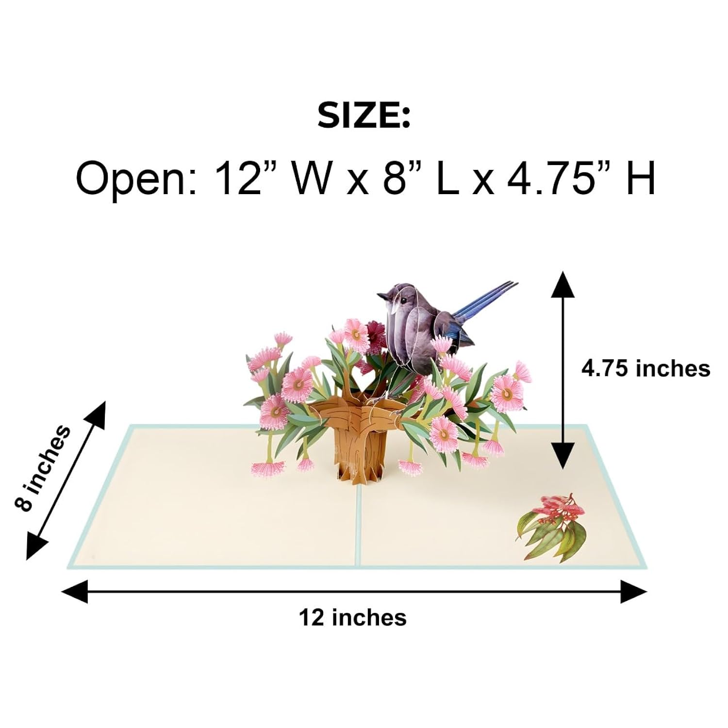 3D Bird Pop-Up Card – Blue Wren On Eucalyptus Blossoms, Nature-Inspired Greeting For Spring, Thinking Of You, Get Well, Or Any Occasion – 6" X 8" With Notecard & Envelope