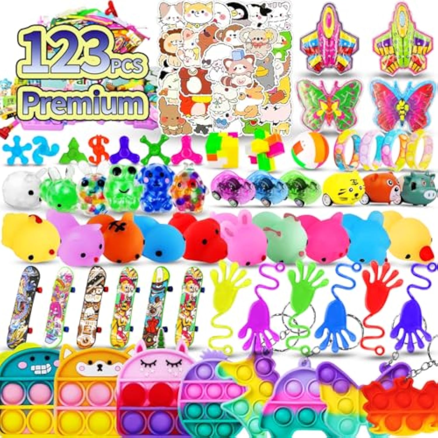 123 Pcs Party Favors For Kids, Fidget Toys Bulk, Birthday Gifts Toys, Stocking Stuffers, Prize Treasure Box Toys For Classroom, Goodie Bags Stuffers, Pinata Filler, Carnival Prizes For Boys Girls 4-10