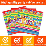 96 Pieces Fiesta Party Decorations Mexican Plates Tableware Set For De Mayo Party Decorations Supplies Mexican Themed Paper Dessert Plates Napkins Forks For 24 Guests Birthday Party Favors