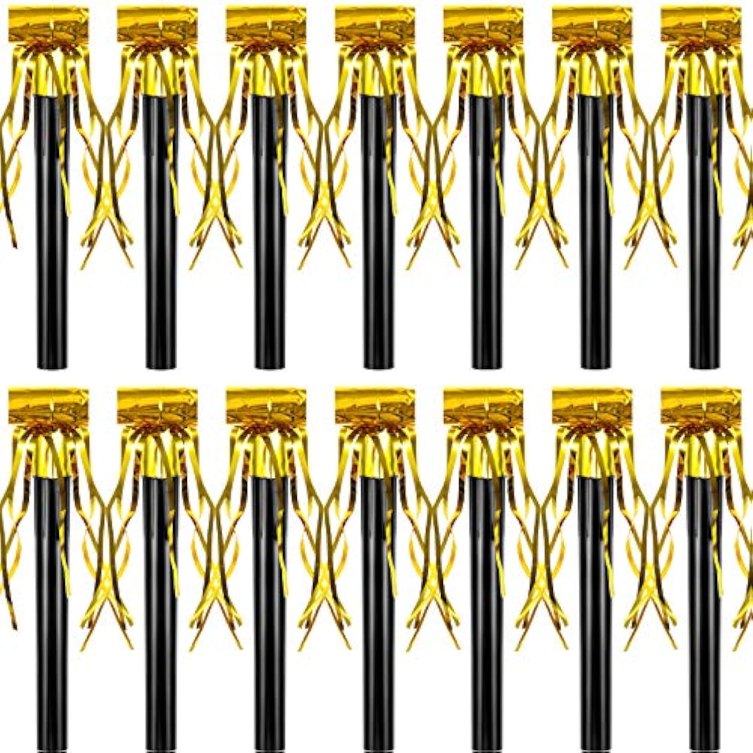 18pcs Black Gold Party Blowers Noisemakers for Christmas Birthday