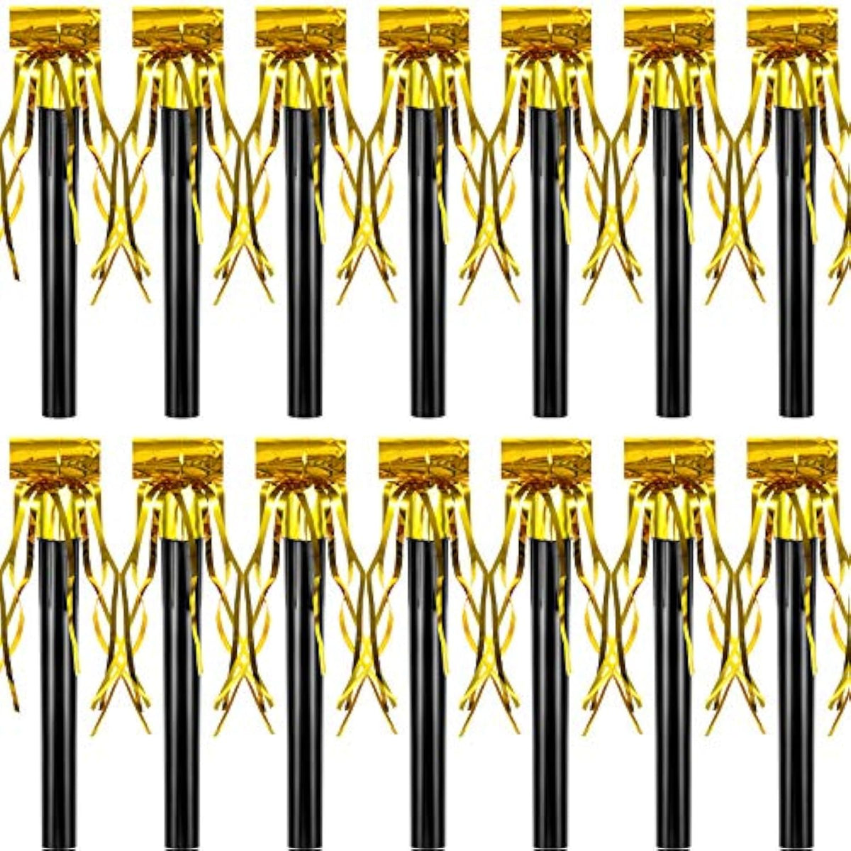 18pcs Black Gold Party Blowers Noisemakers for Christmas Birthday