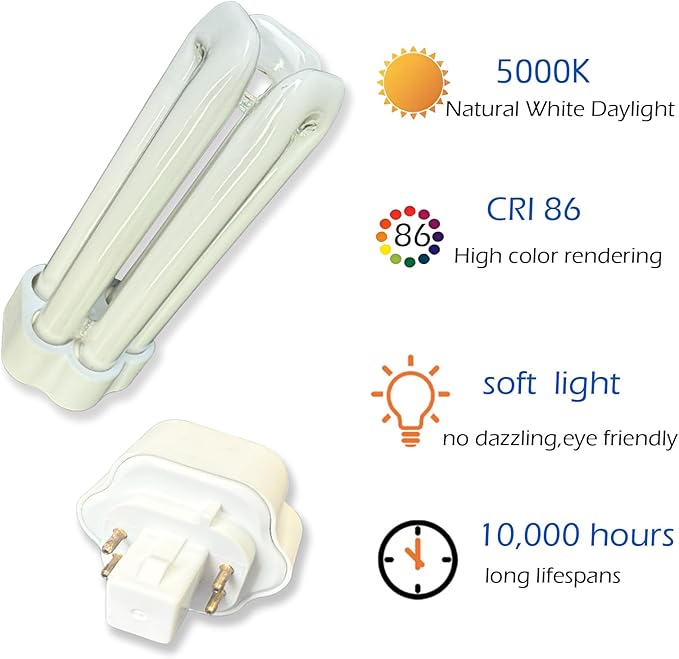 PLT 32W Triple Tube Fluorescent Light Bulbs 6 Pack 5000K Daylight GX24-3 4 Pin Base
