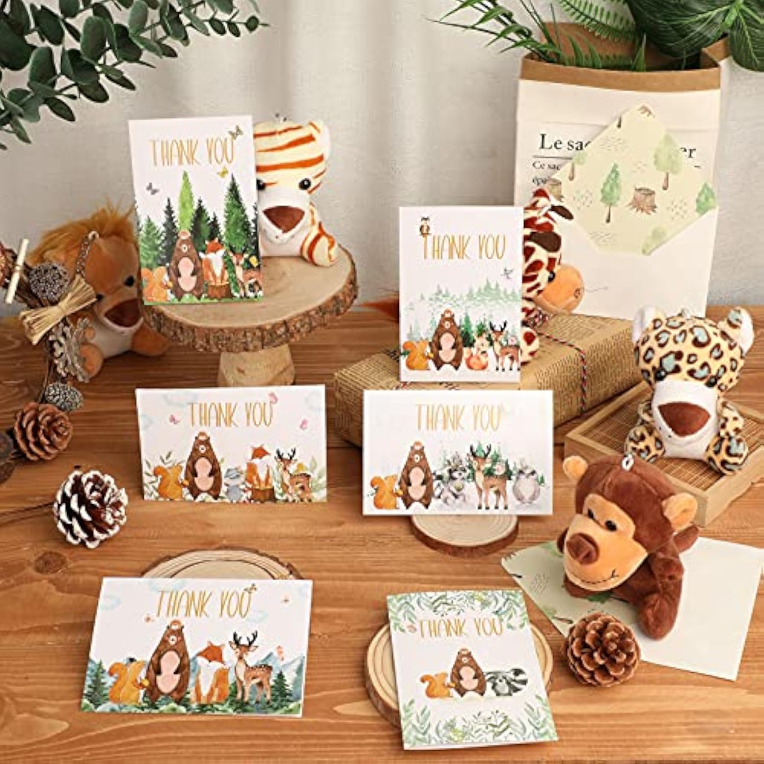 72 Pcs Woodland Thank You Cards Baby Showers 36 Forest Envelopes And 36 Bear Forest Greeting Thank You Watercolor Animal Blank Notes Cards For Birthday Kids Baby Shower Party