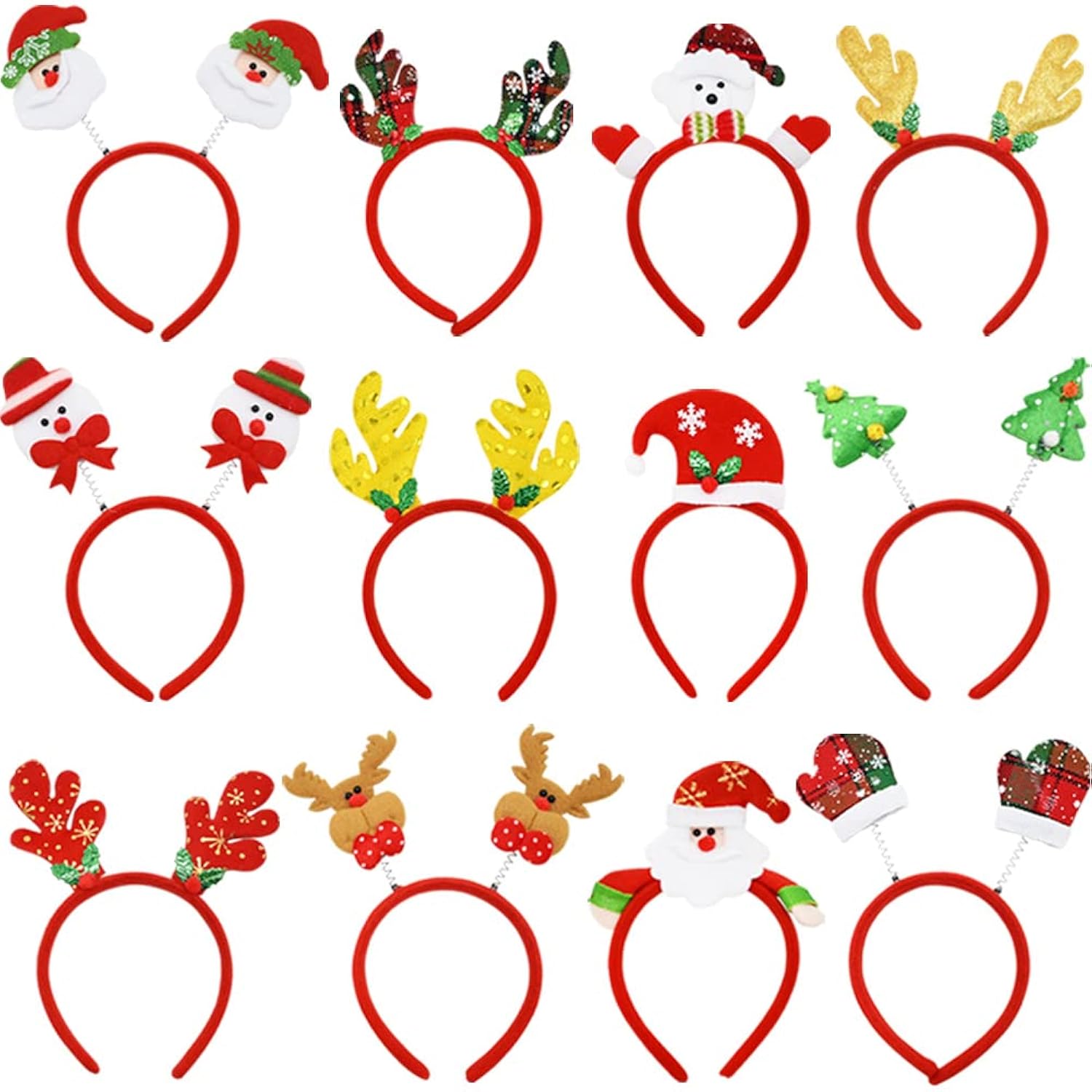 12 Pcs Christmas Headbands, Cute Christmas Head Boppers Party Hats Christmas Reindeer Costume Headbands For Christmas Holiday Party, Christmas Party Accessoriess, Annual Holiday, Photos Booth