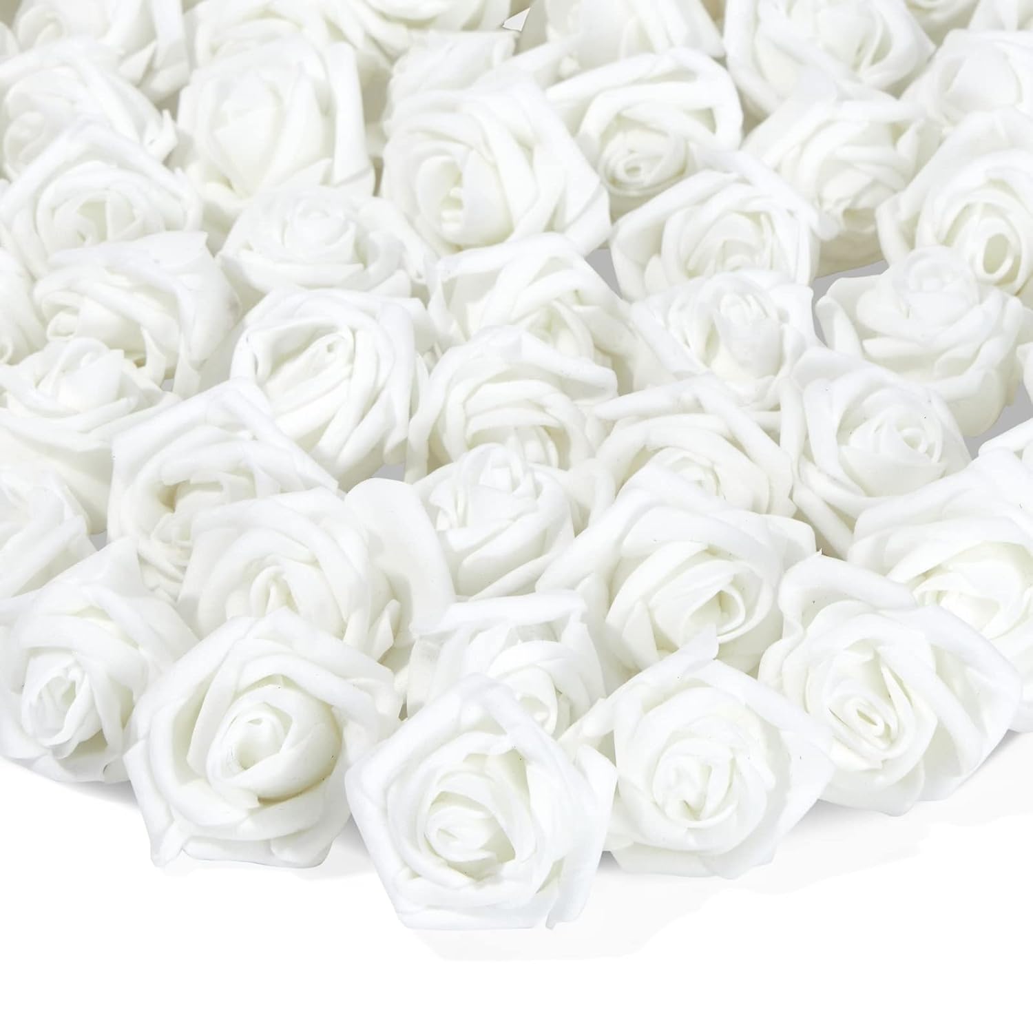Fake Foam Flower Heads - 2-Inch White Stemless, 200 Pack - Artificial Flowers Bulk For Crafts & Decor