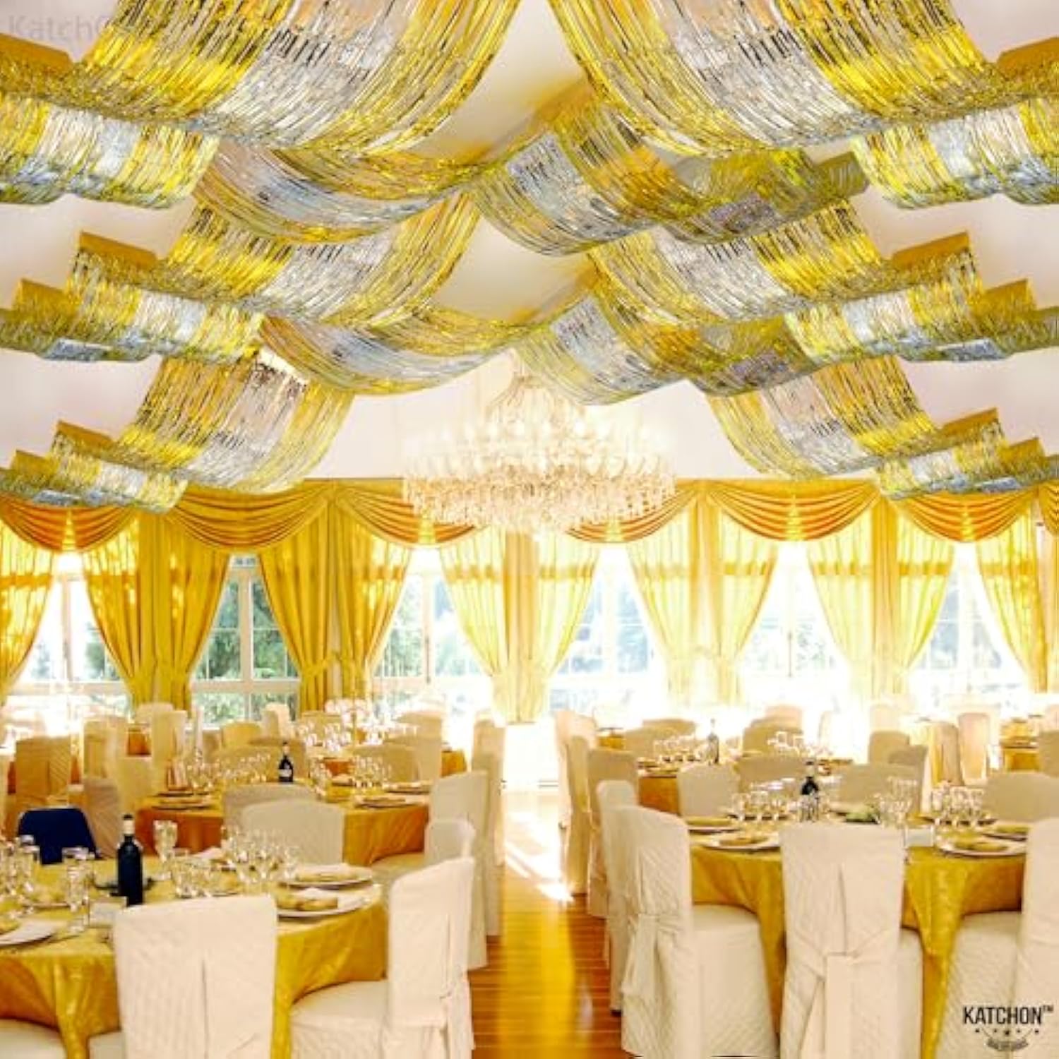 3pcs Silver Gold Ceiling Fringe 1x15ft Party Decorations