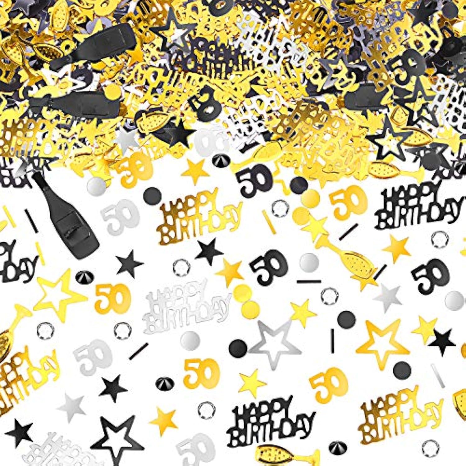 3000 Pcs 50Th Birthday Confetti For Table Decoration 50 Confetti Mix Gold Black Silver Party Metallic Foil Table Scatter Happy Birthday Centerpieces For Party Diy Arts Crafting Supplies