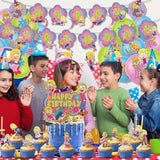 Cartoon Girls Birthday Party Decoration, Include Birthday Banner, Cake Topper, Latex Balloons, Hanging Swirls, For Lizzie Theme Kids Fans Party Supplies Favors