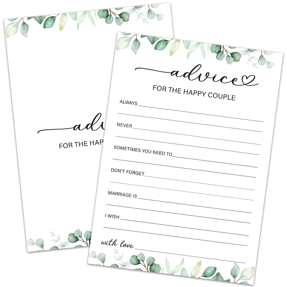 30 Pcs Bridal Shower Games Advice And Wishes Cards, Advice And Wishes For The Happy Couple, 30 Pcs Bridal Shower Cards For Newlyweds (Eucalyptus Botanical Style) -0018