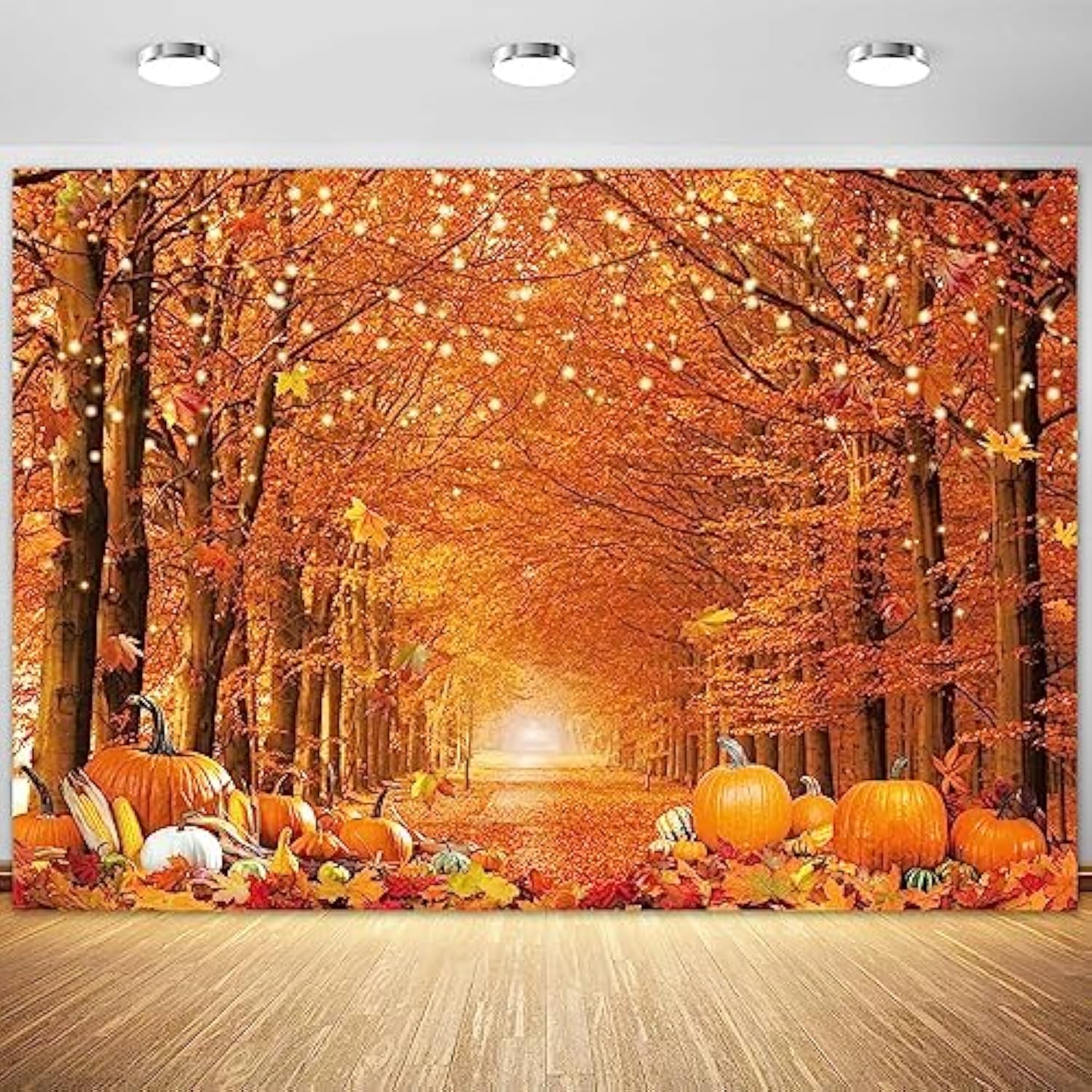 7x5FT Fall Autumn Photo Backdrop Maple Leaves Pumpkins Thanksgiving Party Decoration Fabric