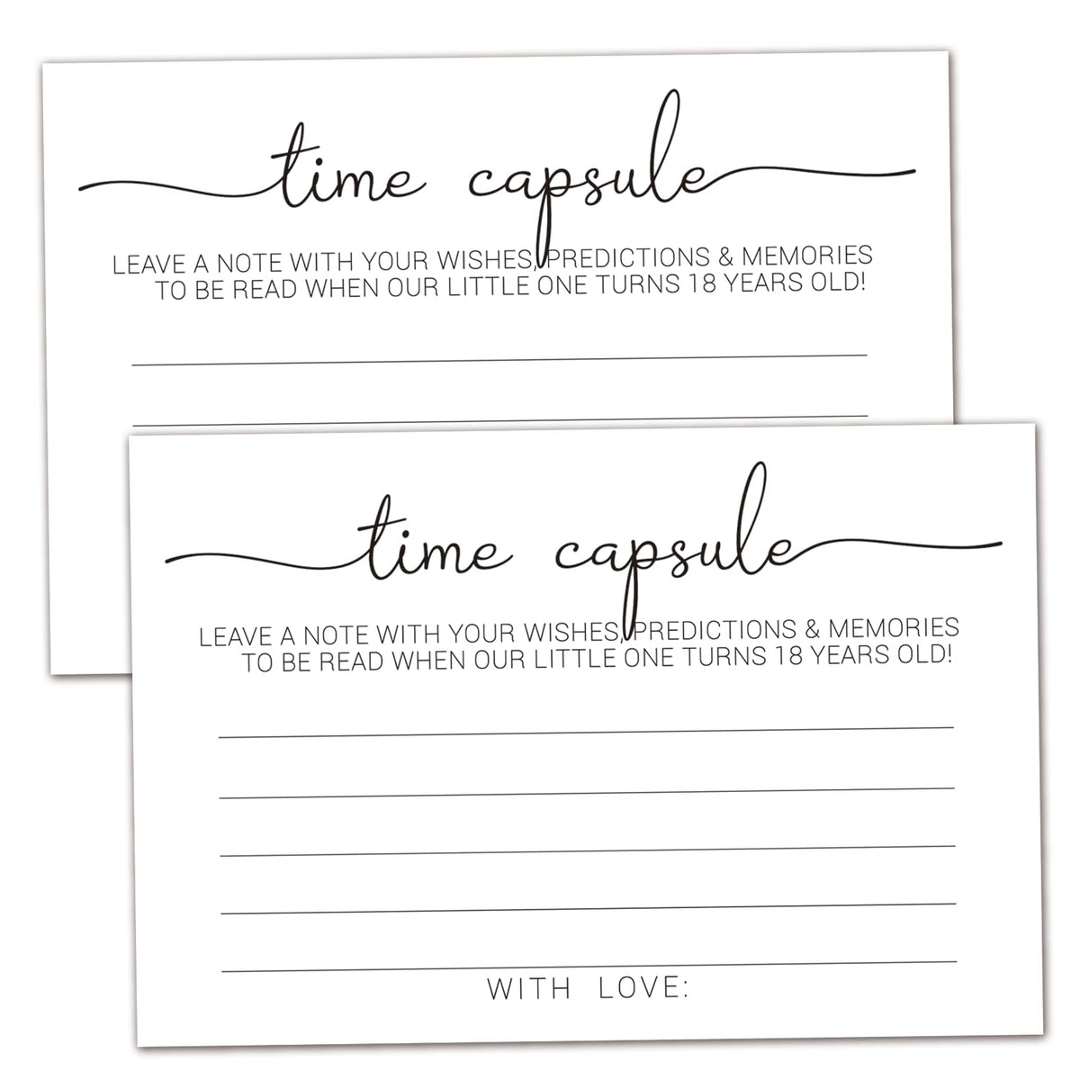 50 Time Capsule Cards For 1St Birthday Or Baby Shower Game Activity, Advice And Wishes Cards, And Anniversary Cards For Baby Shower Time Capsule