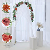 Artificial Flower Garland?6.5Ft Fake Dahlia Rose Floral Eucalyptus Greenery Garland Vine For Wedding Arch?Table Runner Centerpieces Backdrop Room Wall Hanging Plant Decor?Orange?