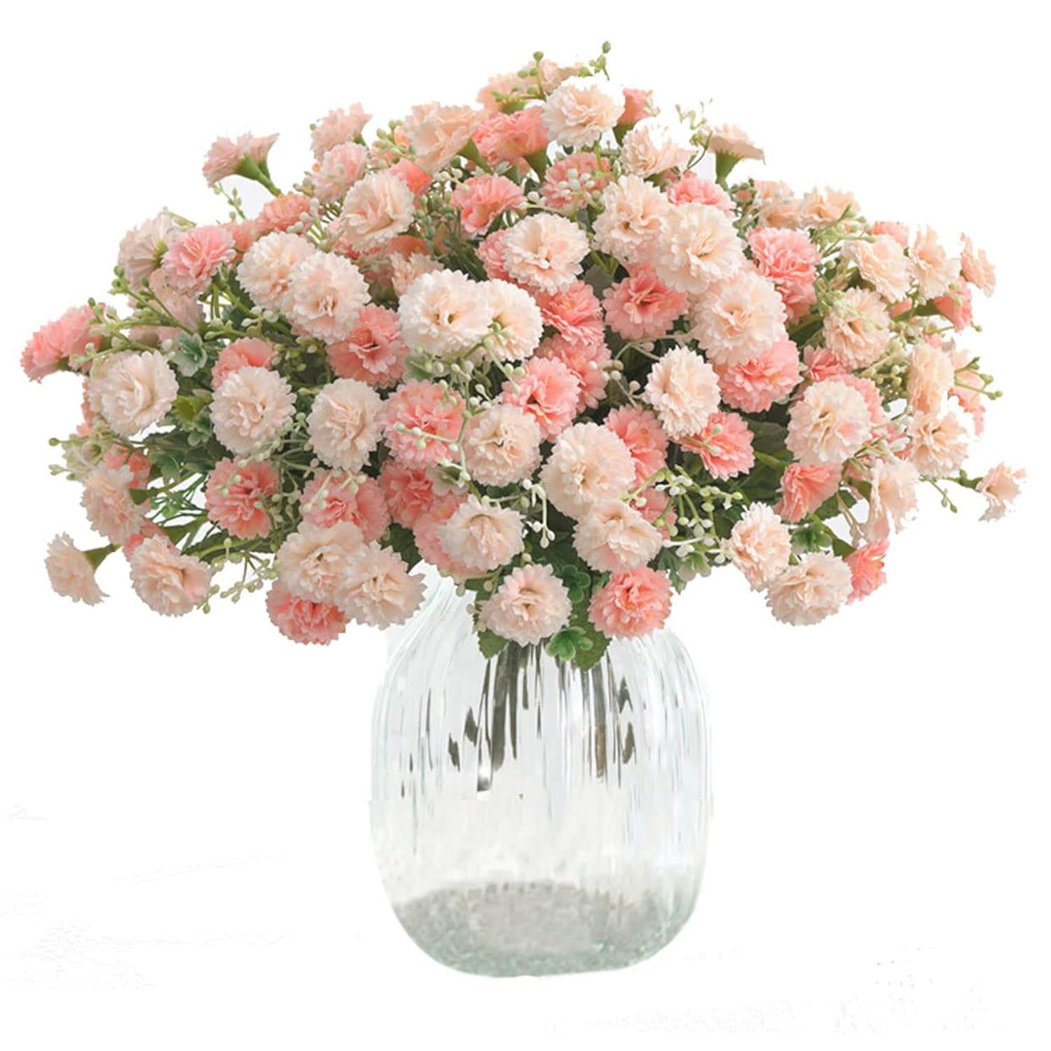 2Pcs Small Carnation Artificial Flowers Bulk Fake Flower With Stems Silk Carnation Flowers For Outdoors Wedding