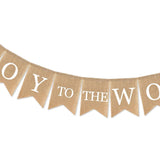Burlap Joy To The World Banner Happy Winter Holiday Snowfalke Garland Christmas Decoration Supplies