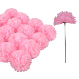 Silk Carnation Flower, 50 Artificial Flowers, Used For Wedding Decoration Diy Handmade Flowers, Carnation Flower Diameter 3.5 Inches And 6 Inches Stem (Pink)