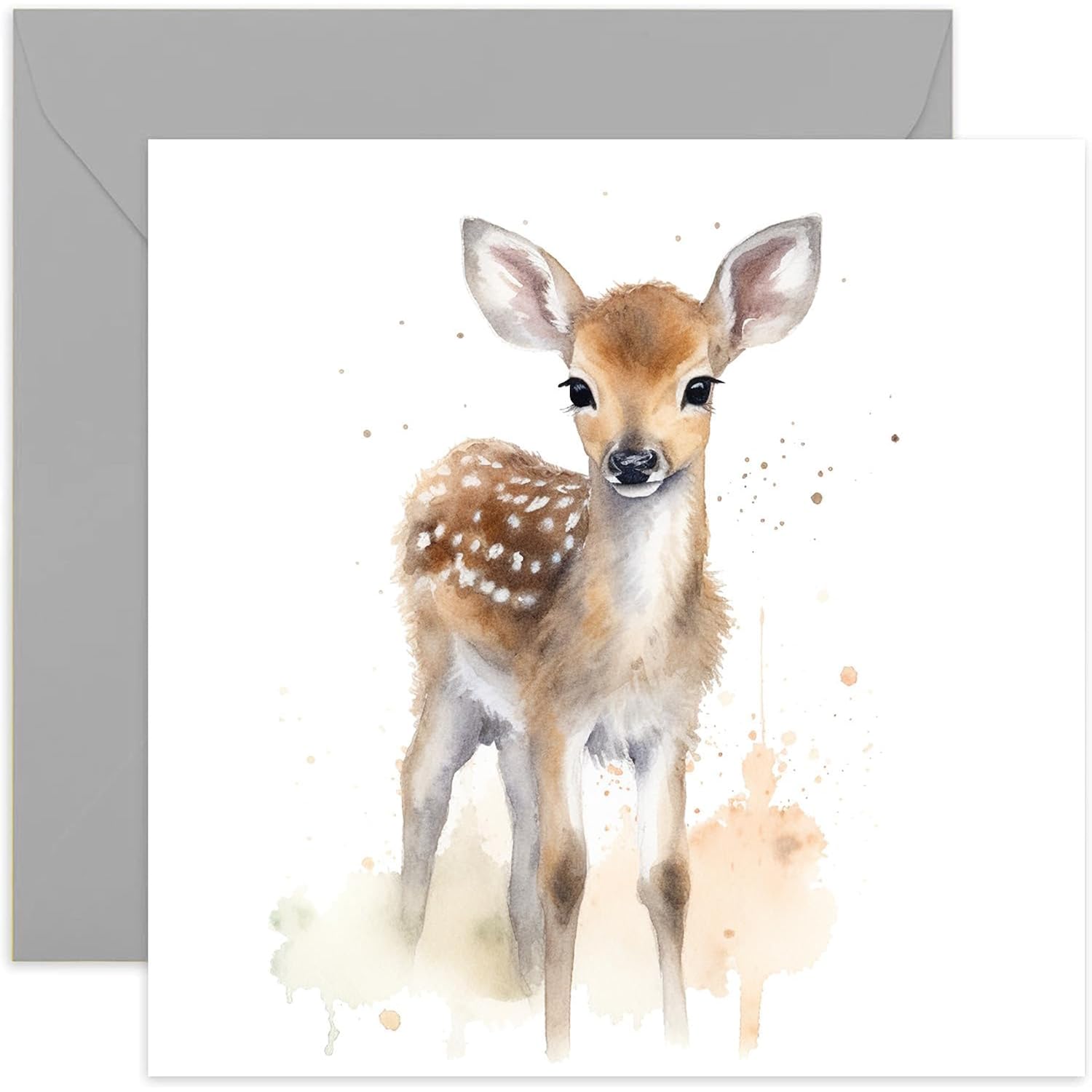 Old English Co. Watercolour Baby Deer Fawn Greeting Card For Birthday - Cute Birthday Card For Mum, Nan, Her - Wildlife Art Card For Thinking Of You, Thank You, Just Because | Blank Inside Envelope