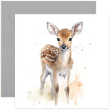 Old English Co. Watercolour Baby Deer Fawn Greeting Card For Birthday - Cute Birthday Card For Mum, Nan, Her - Wildlife Art Card For Thinking Of You, Thank You, Just Because | Blank Inside Envelope