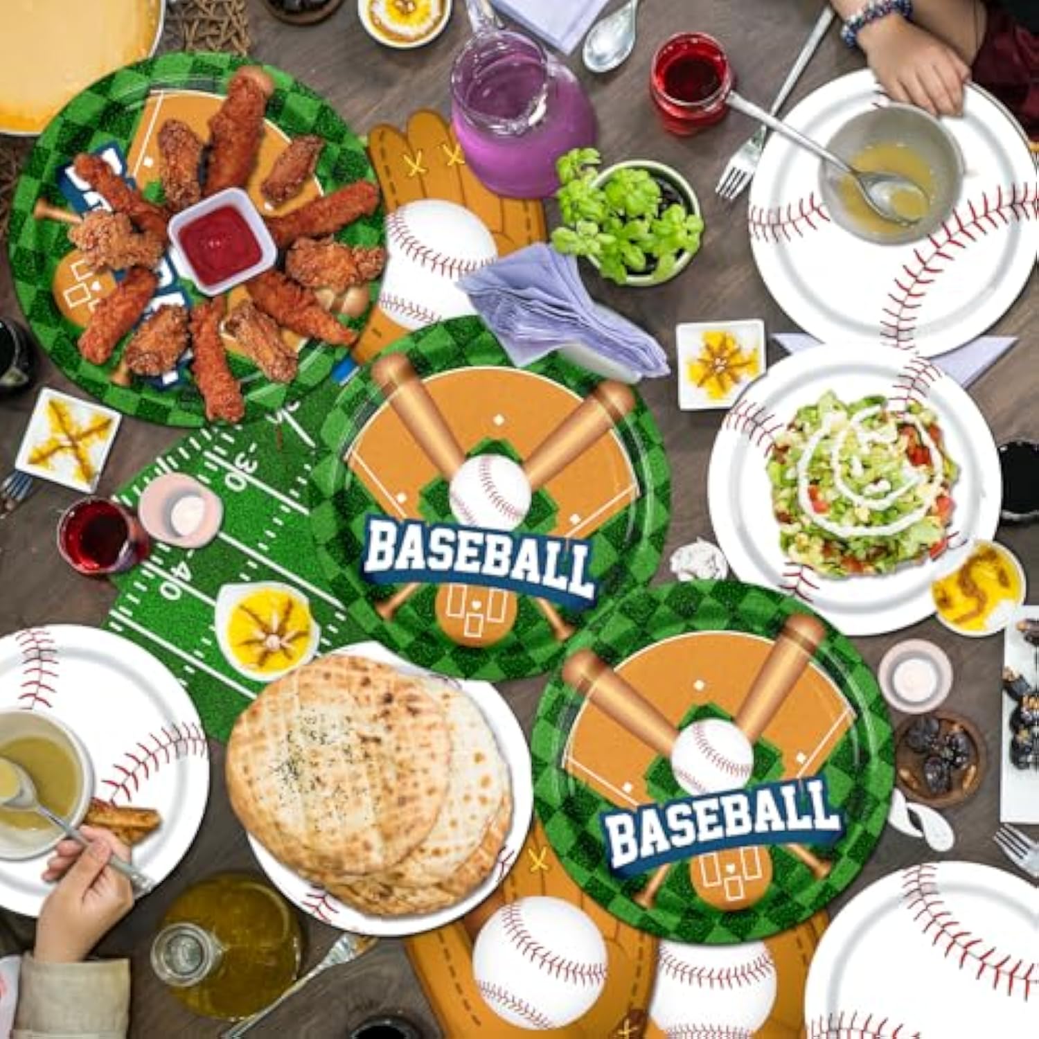 Baseball Party Decorations Tableware,143Pcs Baseball Plates And Napkins,Tablecloth Cups,Banner For Birthday Decorations Gameday Celebrations